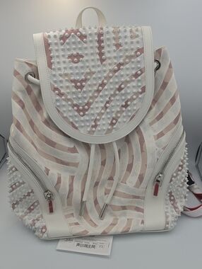 Christian Louboutin Explorafunk Retro Red/White Spike Unisex Backpack (NWT)COA❤